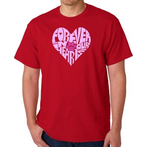 LA Pop Art Forever In Our Hearts - Men's Word Art T-Shirt - 1 of 4