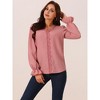 Seta T Women's Lace V Neck Lantern Sleeve Dressy Casual Fall Winter Fashion T-Shirt - 3 of 4