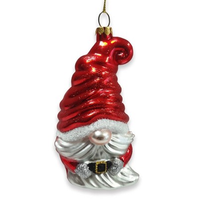 Vibrant Santa Gnome Glass Christmas Ornament| OrnamentallyYou