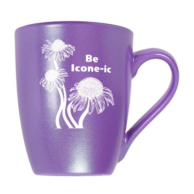 Elanze Designs Witty Floral Coffee Cup Mug 10 Ounce Ceramic With Shimmery Metallic Finish Be Icone-ic Coneflower Passion Purple