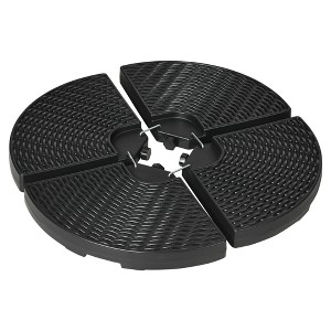 Outsunny 4-Piece 150lb Cantilever Patio Umbrella Base Weights for Offset Hanging Umbrella, Fasteners, Wicker-like HDPE Water or Sand Weights, Black - 1 of 4
