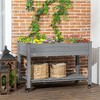 Chic Crate - 47" Elevated Wood Planter Box with Locking Wheels & Storage Shelf - Raised Garden Bed with Liner for Backyard/Patio - Dark Gray - 2 of 4