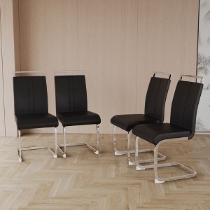NicBex 4pc Modern Dining Chair Upholstered Faxu Leather Dining Room Side Chair with Metal Legs - 1 of 4