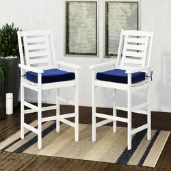 2pk Outdoor Bar Height Chairs - Whitewash - CorLiving