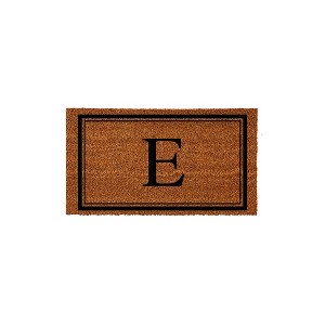 Evergreen Monogram Indoor Outdoor 100% Natural Coir Doormat 28" x 16" |  Letter  "E" - 1 of 4