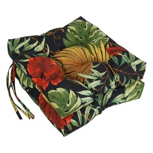 Blazing Needles, 16-inch Spun Polyester Patterned Outdoor Square Tufted Chair Cushions (Set of 2) - 1 of 2