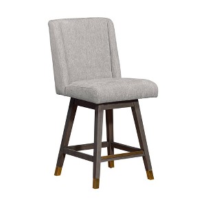 Armen Living Stancoste Wood Finish with Fabric Swivel Counter Height Barstool - 1 of 4