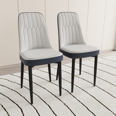 Modern Dining Chairs Set, with Thick Soft Cushions & Metal Leg, for Dining Room, Kitchen, Available in Multiple Colors