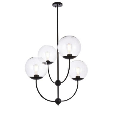 Elegant Lighting Lennon 31.5 inch pendant in black with clear shade