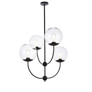 Elegant Lighting Lennon 31.5 inch pendant in black with clear shade - 1 of 4