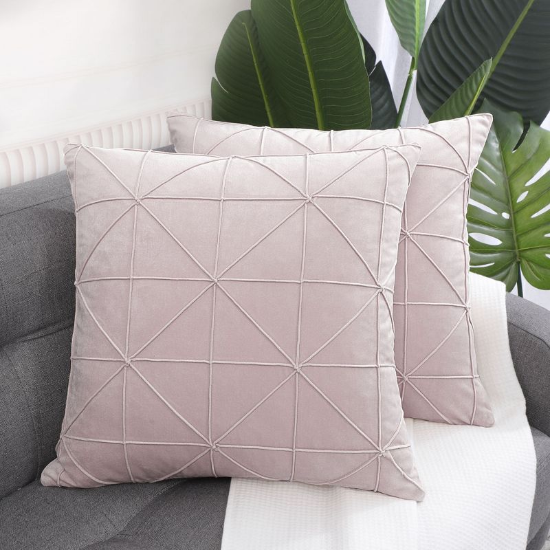 PiccoCasa Velvet Pillow Covers Soft Square Plaid Throw Pillow Cases 2 Pcs, 2 of 7