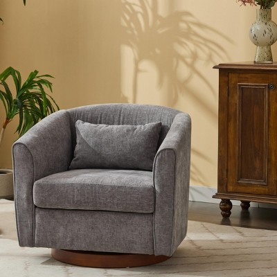 Swivel Accent Chair Swivel Occasional Chair Comfy Swivel Barrel Chair Sofa Chairs With Wood Base Side And Wide Upholstered-Cuddlewood