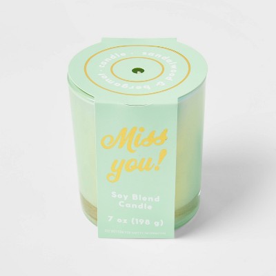 7oz Celebration Mint Glass with Iridescent Finish 'Miss You' Candle - Opalhouse™