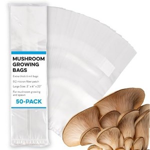 Impresa 50 Pack Mushroom Growing Bags - Large Extra Thick 6 Mil Bags 6"X 5"X 20" 0.2 Micron Filter Breathable-Autoclavable Bags - 1 of 4