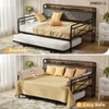 Karl Home Twin Size Metal Daybed Frame with Pop-up Trundle Bed and Charging Station with Upholstered Storage Headboard and LED Lights - 3 of 4