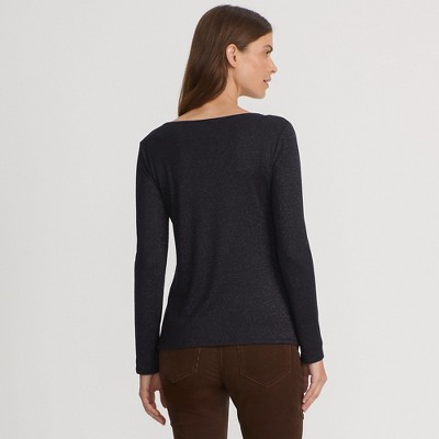 Lands' End Women's Long Sleeve Rib Square Neck Tee