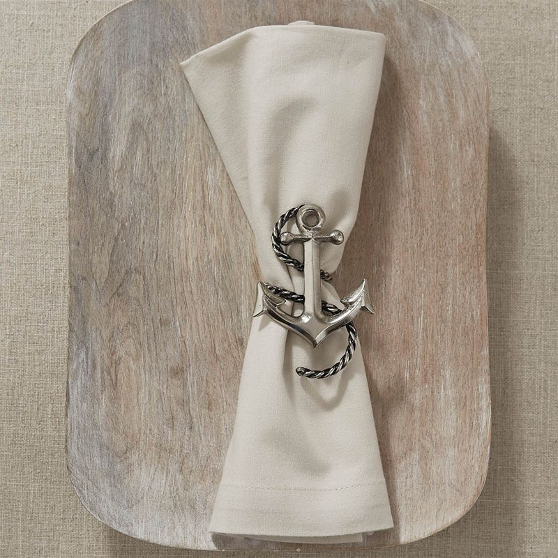Split P Silver Anchor & Rope Napkin Ring Set of 4, 2 of 4
