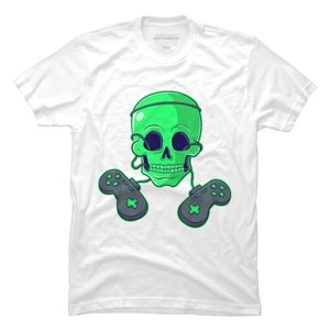Men's Design By Humans Halloween Skeleton Skull Crossbones Video Gamer By TaiHan T-Shirt - 1 of 4