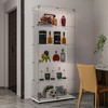 Racxily Tempered Glass Display Cabinet, Wine Cabinet, Storage Cabinet, File Cabinet with LED, Lock on Door, Tempered Glass Top, Casters at Bottom - 4 of 4
