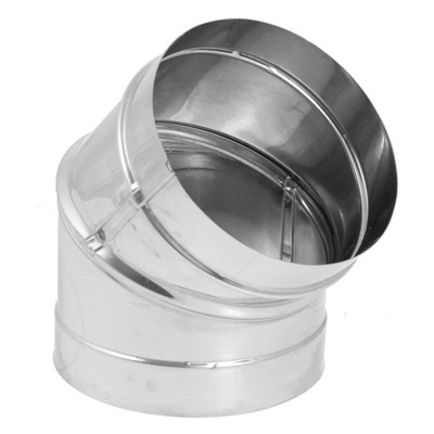 DuraVent DuraBlack 6 Inches Stainless Steel Single Wall Wood Burning Stove 45 Degree Elbow Pipe Connector to Vent Smoke and Exhaust, Silver