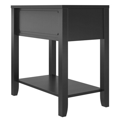 Majesty Black Narrow Side Table with Sophisticated Storage