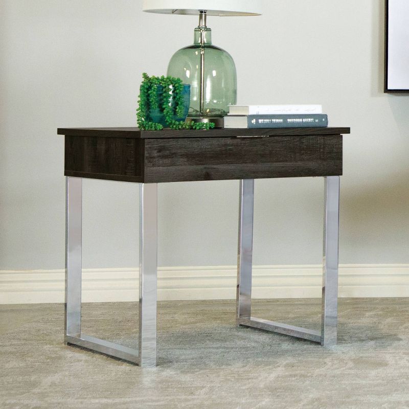 Baines 1 Drawer End Table Dark Charcoal/Chrome - Coaster, 3 of 7