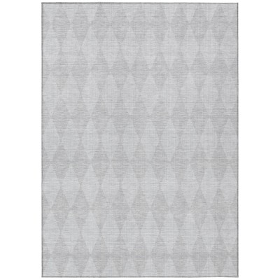 Pewter And Silver Geometric Washable Indoor Outdoor Area Rug