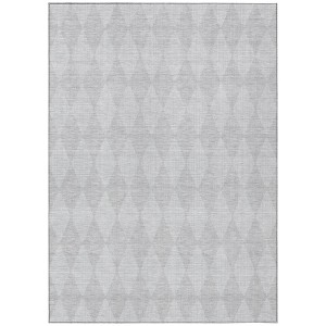 Pewter And Silver Geometric Washable Indoor Outdoor Area Rug - 1 of 4