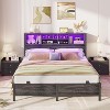 Aheaplus Bed Frame with Bookcase Headboard, Charging Station and LED Light - 2 of 4