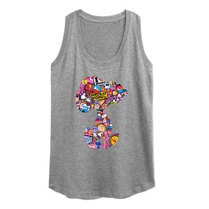 Women's - Peanuts - Snoopy Silhouette Pattern Graphic Racerback Tank - 1 of 4