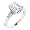 Pompeii3 1 3/4Ct Diamond & Emerald Cut Moissanite Vintage Engagement Ring White Gold - 3 of 4