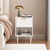 ChicFurnit Nightstands Wooden Bedside Table Night Stand with Drawer and Shelf Modern End Table for Bedroom Storage, White, 15.75"*15.75"*22.83" - 3 of 4