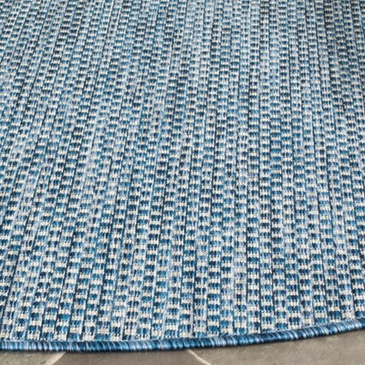 Courtyard CY8521 Power Loomed Indoor/Outdoor Area Rug - Navy/Grey - 7' round - Safavieh.