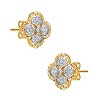 Guili 14K Gold Plated Cubic Zirconia Floral Stud Earrings with Sparkling Stones, a Sophisticated Jewelry Accessory for Timeless Elegance - 2 of 3