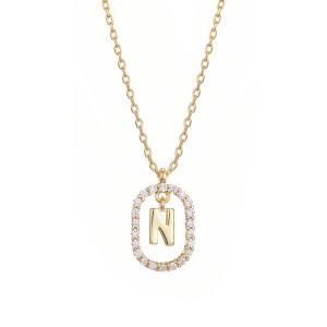 Adornia 14k Gold Plated Floating Letter CZ Frame Necklace - 1 of 2