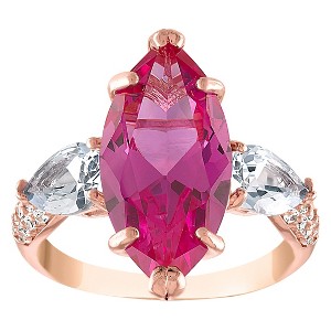 Designs By Gioelli 14K Rose Gold Over Sterling Silver Created Pink Sapphire, Aquamarine Ring - 1 of 3