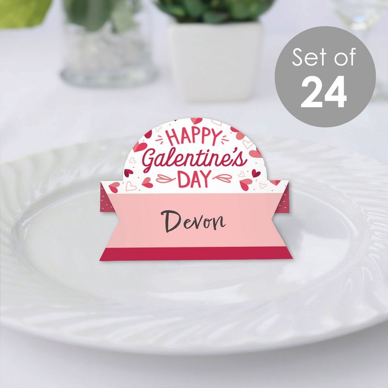 Big Dot of Happiness Happy Galentine's Day - Valentine's Day Party Tent Buffet Card - Table Setting Name Place Cards - Set of 24, 2 of 9