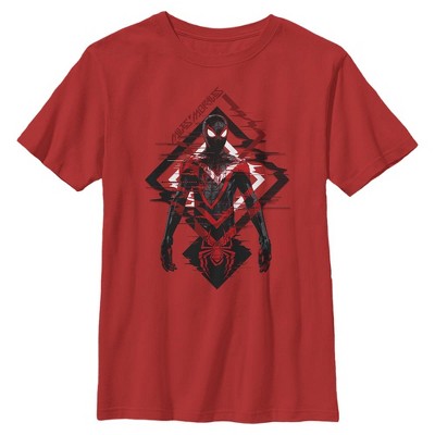 Boy's Marvel Spider-Man: Miles Morales Tech Glitch  T-Shirt - Red - X Large