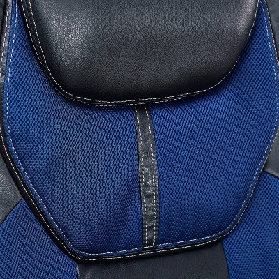 Blue Mesh and Faux Leather High Back Executive Swivel Chair