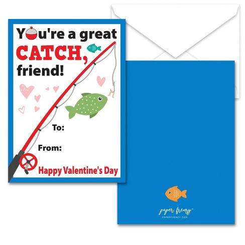 Paper Frenzy Fishing Themed Valentines - 25 Pack With Envelopes : Target
