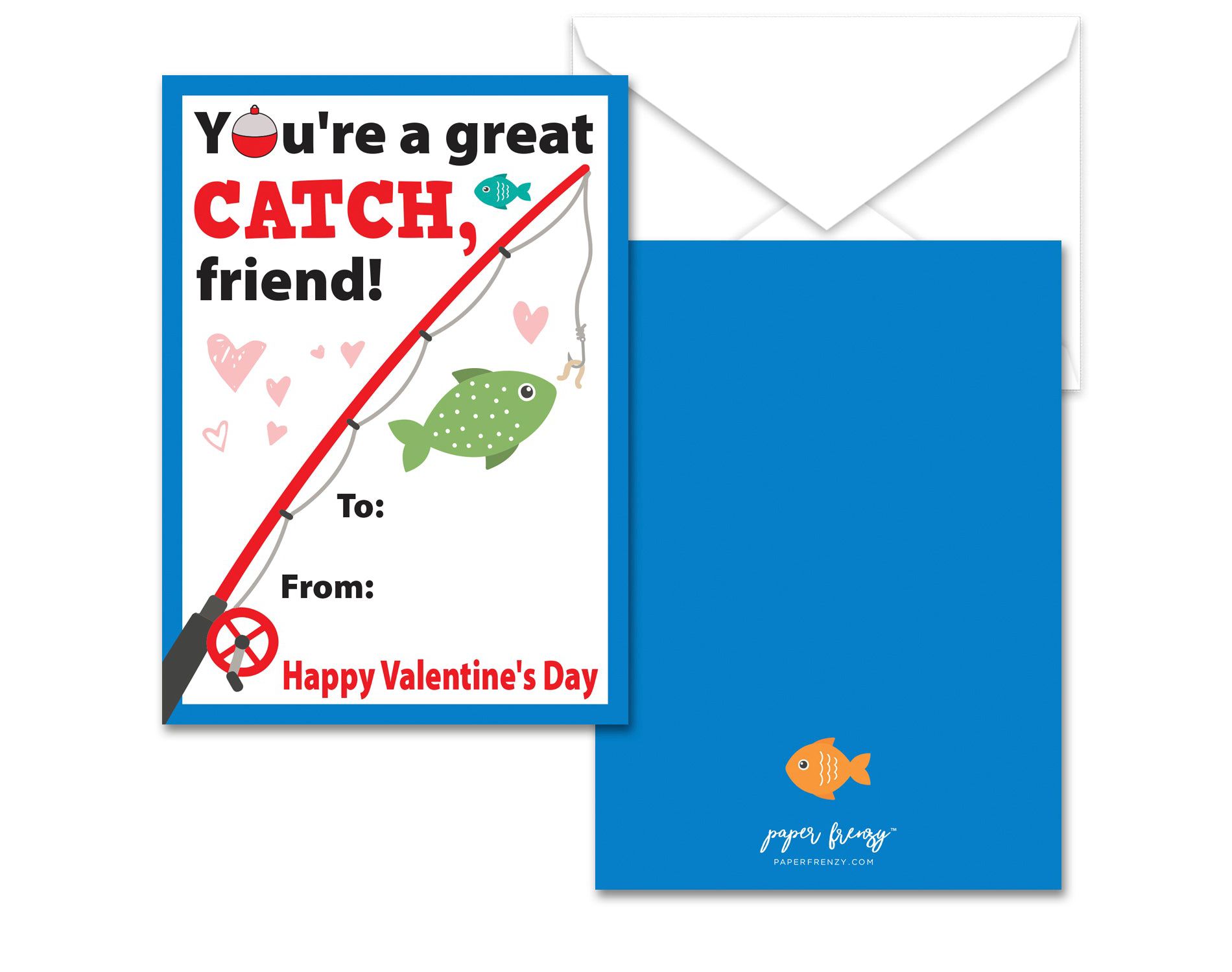 Paper Frenzy Fishing Themed Valentines - 25 pack WITH ENVELOPES