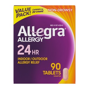 Allegra 24 Hour Allergy Relief Medicine Tablets - Fexofenadine Hydrochloride - 90ct - 1 of 4