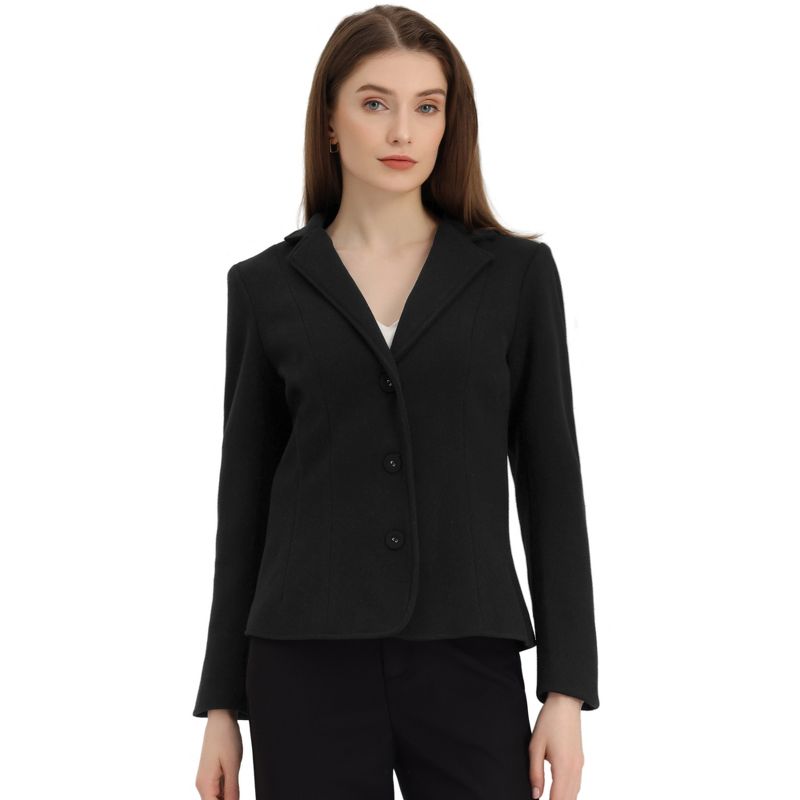 Allegra K Office Blazer for Women's Notched Lapel Long Sleeve Work Crop Coat, 1 of 6