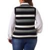 Agnes Orinda Women's Plus Size Sleeveless Casual V-Neck Striped Knit Sweater Vests - 4 of 4