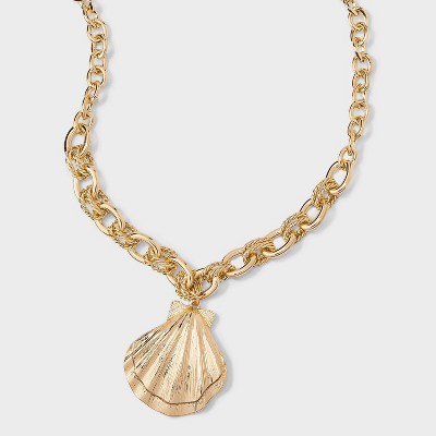 Sea Shell Pendant Necklace - A New Day™ Gold