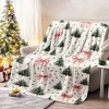 Lomsoe Pink Bow & Christmas Tree Flannel Blanket - Pink Bow & Green Tree Print Holiday Gift. - 3 of 4