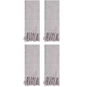 REGALWOVEN Solid Cotton Bathroom Hand Towel with Tassel 4 Pack - 1 of 4