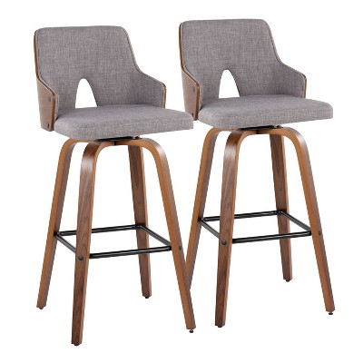Set of 2 Stella Barstools Walnut/Light Gray/Black - LumiSource