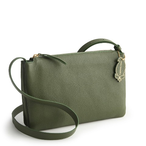 Vera Bradley Women's Leather Foxbury Crossbody Bag Bronze Green
