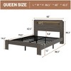 TiramisuBest Queen Size Wood Platform Bed Frame, Storage, LED Headboard, 2 USB, Dark Grey, 87x60x43 inches, 89 lbs - 4 of 4